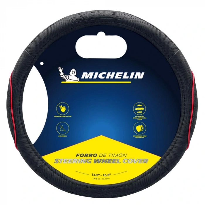 Michelin Mc1003nr Premium Suni Deri Direksiyon Kılıfı Kırmızı