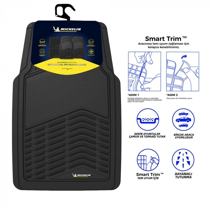 Michelin Mc33856 Tüm Araçlara Uyumlu 4 Parça Üniversal 3d Havuzlu Oto Paspas