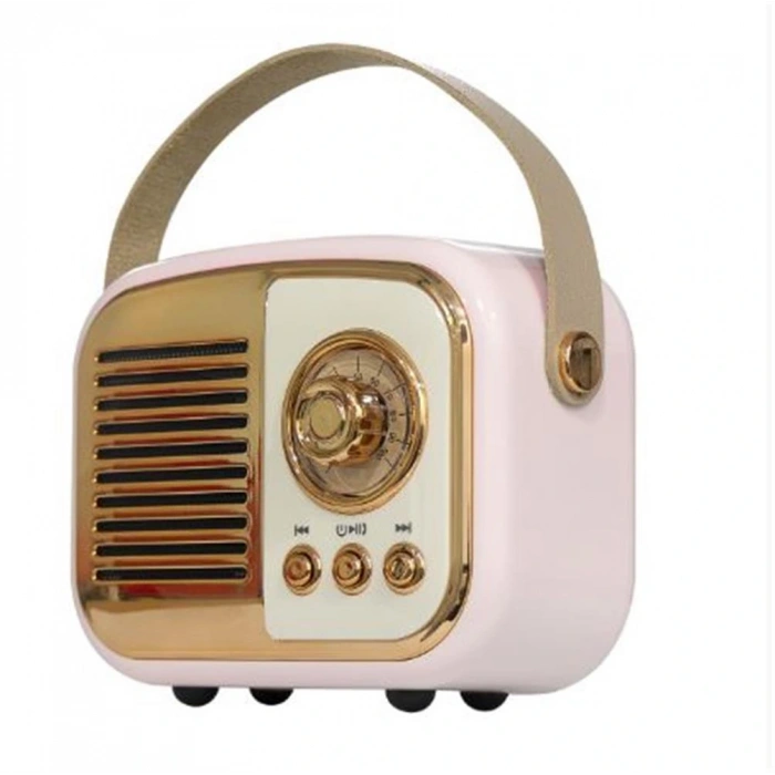 Mikado Md-24bt Echoes 3w 800mah Pembe Usb+tf Kart+bluetooth Destekli Klasik Retro Müzik Kutusu