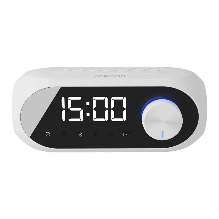Mikado Md-w7 1200mah 5w Beyaz Bluetooth-aux-derece-usb-fm Double Alarmlı Saat Speaker Speaker