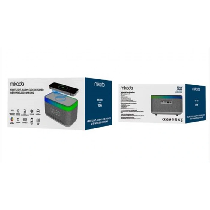 Mikado Md-w8 1200mah 10w Gri Bt,usb,kablosuz Şarjlı Rgb-gece Lambası Özellikli Alarmlı Saat Speaker