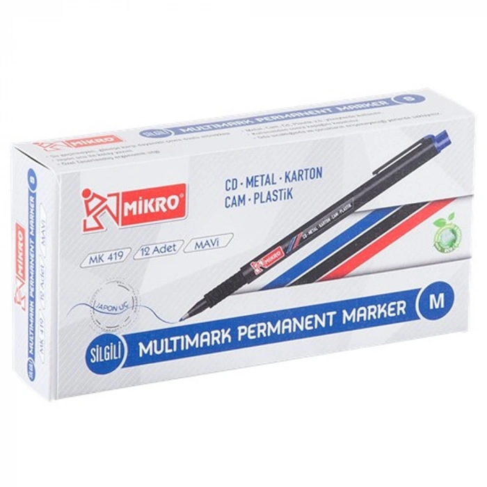 Mikro Asetat Kalemi Permanent M Seri Mavi Mk 419