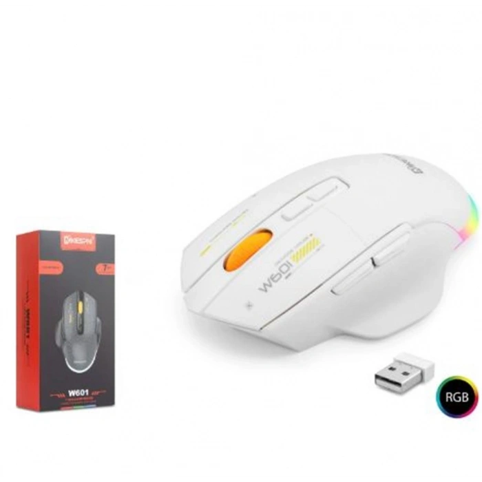Mkespn W601w Tri Mode Rgb Gaming Mouse 12800 Dpı 7 Tuş Makro 1000hz Beyaz
