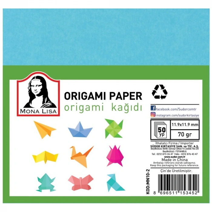 Mona Lisa Origami Kağıdı 9x9 70 Gr 50 Yp