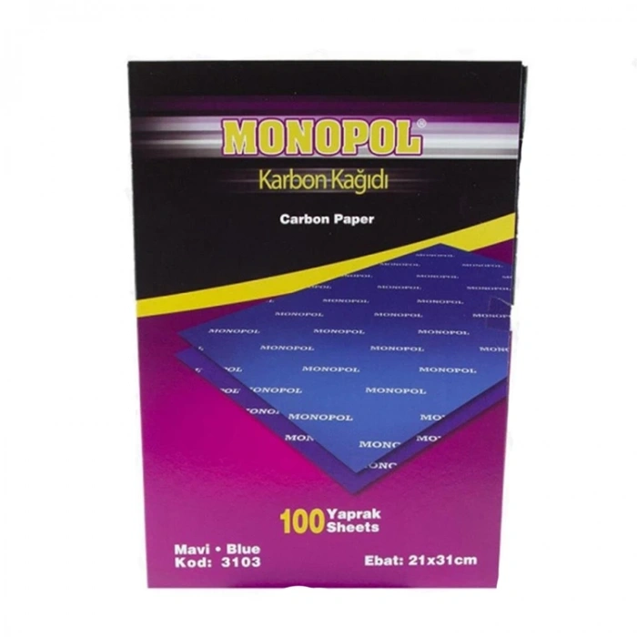 Monopol Karbon Kağıdı 100 Lü A4 Mavi 3103
