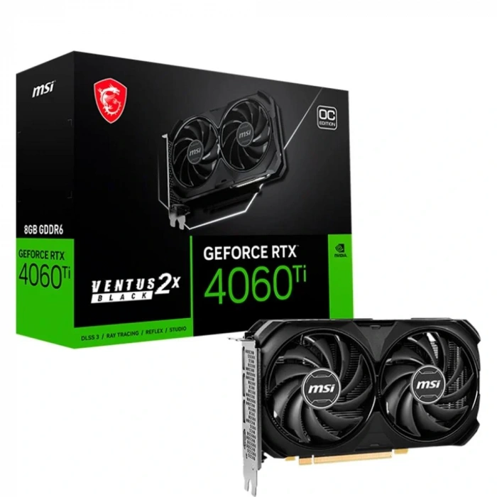 Msi Geforce Rtx4060ti Ventus 2x Black 8gb Oc Gddr6 128 Bit Dlss 3 Ekran Kartı