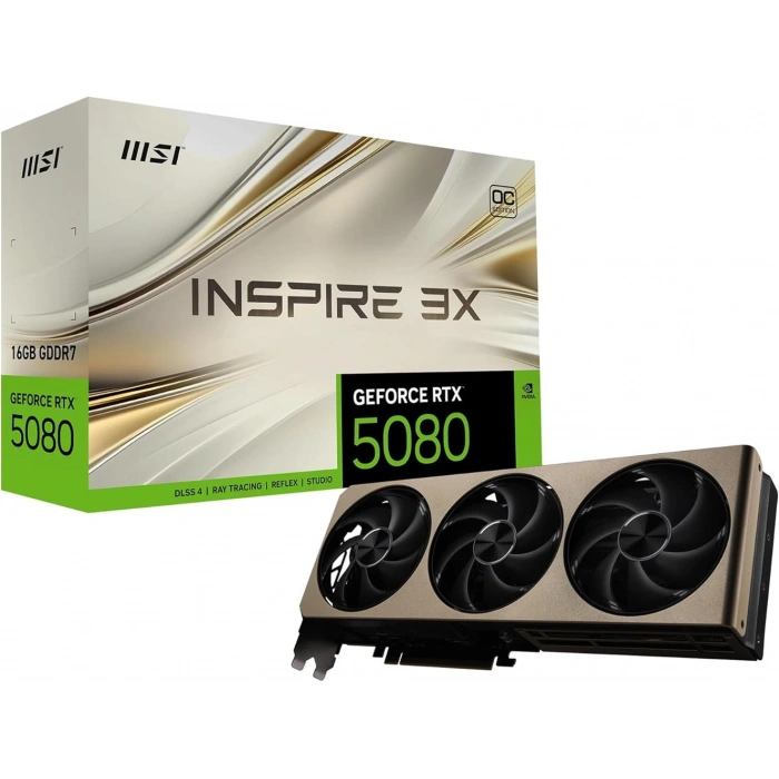 Msi Geforce Rtx5080 16g Inspıre 3x Oc 16gb Gddr7, Dpx3, Hdmıx1, Dlss 4 Ekran Kartı