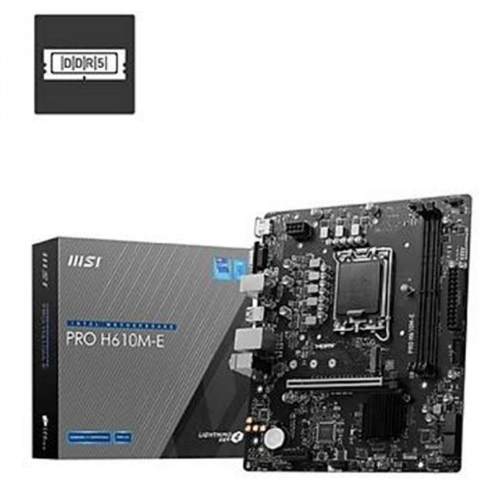 Msı Mb Pro H610m-e Soket 1700 Ddr5 5600mhz(oc) Hdmı Vga M.2 Usb3.2 1x 1g Lan Matx