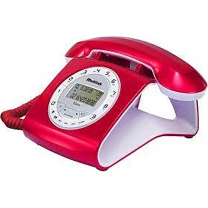 Multitek Retro Özel Tasarımlı Kablolu Siyah-kırmızı-gri-turuncu-beyaz Masa Üstü Telefon
