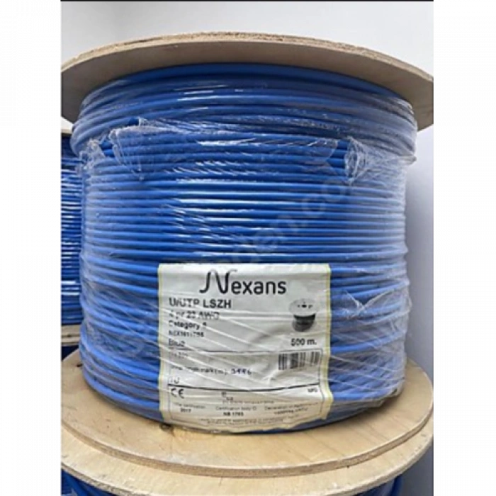 Nexans Nex1611tb5, Mavi, Cat6, 500m, 23awg (0,58mm), Utp, %100 Bakır, Lszh Halogen Free, Makara, Kablo