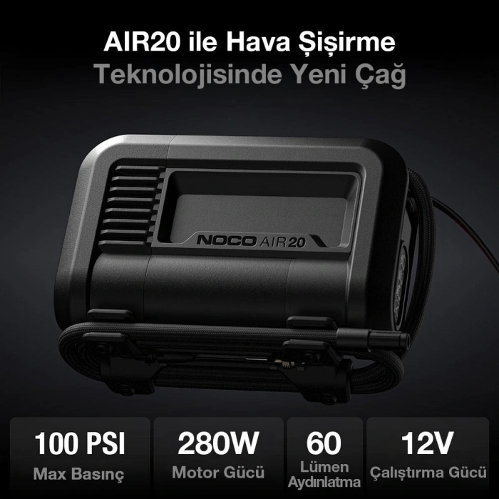 Noco Aır20 12volt Akü Bağlantı Maşalı 100 Psı Ayarlanabilir Dijital Basınç Göstergeli Profesyonel Lastik Şişirme Pompası