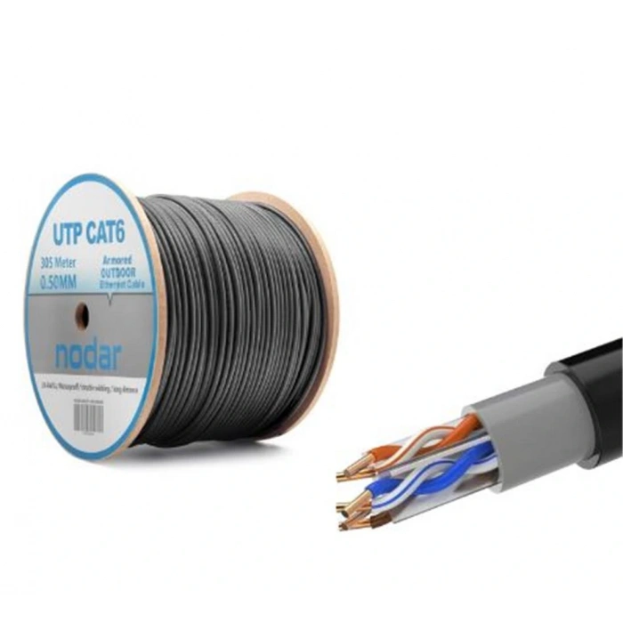 Nodar Nd2001 Utp Cat6 Dışmekan Kablo 23awg Çift Pvc 4p- 1-0.57mm Cca 305mt Siyah