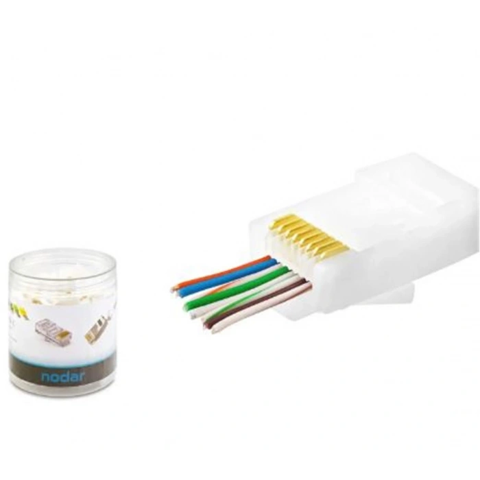 Nodar Nd2406 Cat6 Ez Rj45 Konnektör 100 Adet Plastik Kutu - Beyaz