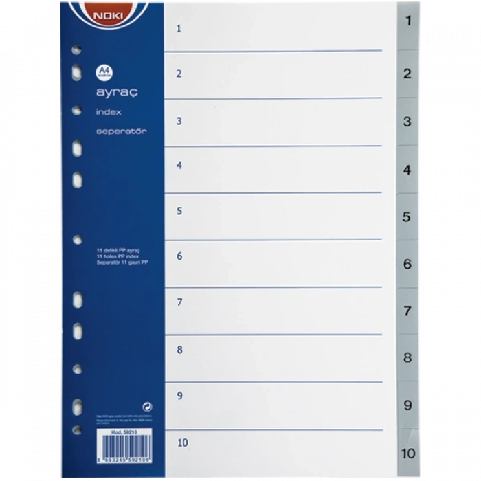 Noki Seperatör 1-10 Rakamlı Plastik A4 59210