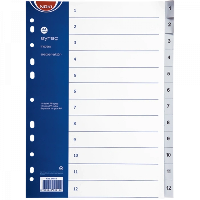 Noki Seperatör 1-12 Rakamlı Plastik A4 59212