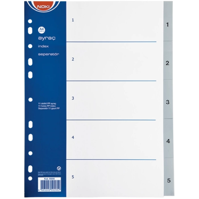 Noki Seperatör 1-5 Rakamlı Plastik A4 59205
