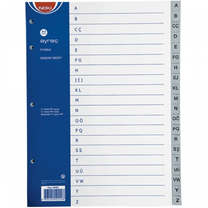 Noki Seperatör A-Z Plastik A4 59229