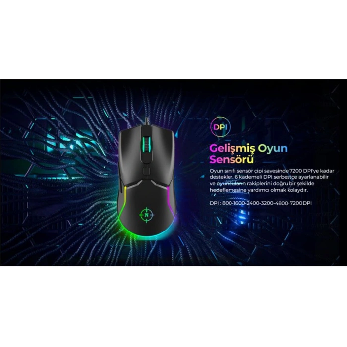 North Air Black RGB Kablolu Profesyonel Oyuncu Mouse