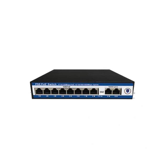 Nova Nvc-pse0820g 8 Port Poe+ 10-100 Mbps 2 Port 10-100-1000 Mbps Uplink Switch 120w