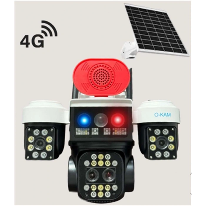 Okam O-kam 5051 3 Lens 10x Optik Zoom 4g Solar Red Speaker Ptz Kamera