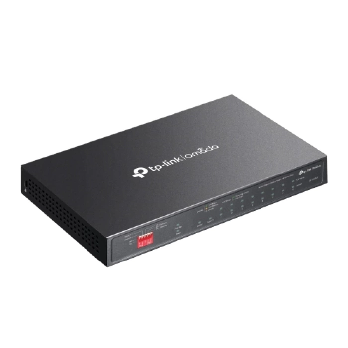 OMADA DS110GMP, 10 Port Gigabit,  8 Port Gigabit PoE+, 123W, 1 Port Combo Gigabit SFP, Yönetilemez, Metal Kasa Masaüstü Sessiz Switch