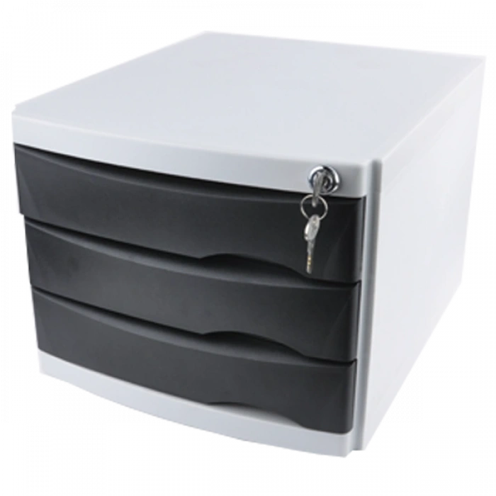 Ops Evrak Rafı Çekmeceli Plastik Kilitli 3 Lü Siyah Cmc 203