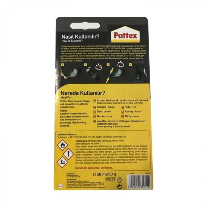 Pattex Deri Kauçuk Ahşap Yapıştırıcı 50g Tüp