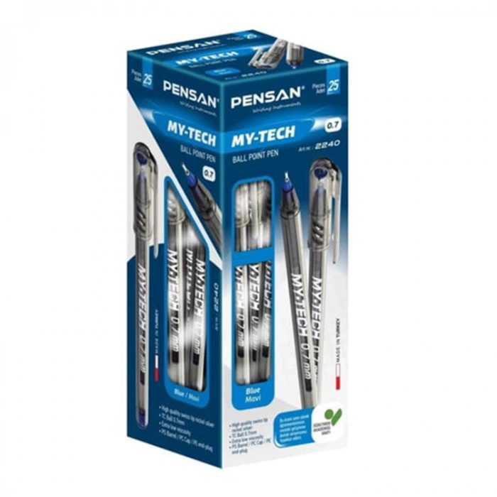 Pensan Tükenmez Kalem My-Tech 0.7mm İğne Uç Mavi 25 li Paket 2240