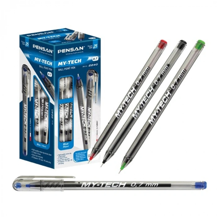Pensan Tükenmez Kalem My-Tech 0.7mm İğne Uç Mavi 25 li Paket 2240