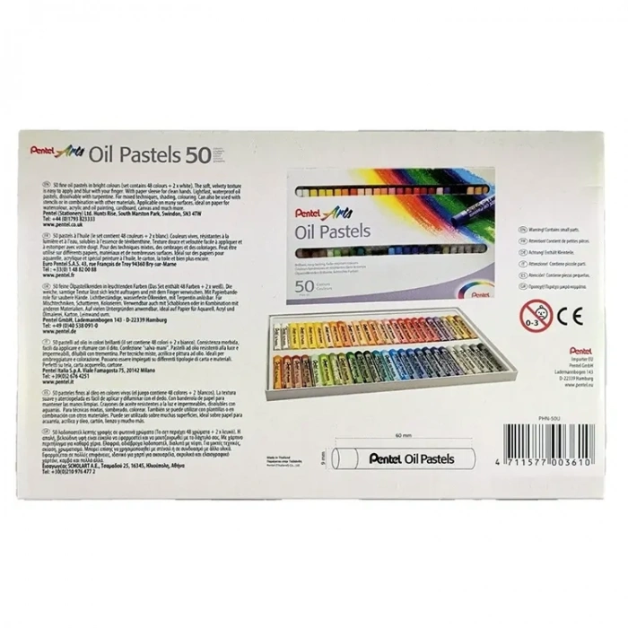 Pentel PHN-50 Yağlı Pastel Boya 50li Renk Seti