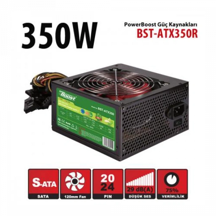 Powerboost Bst-atx350r 350w, Sata, 12cm Fan,  Box Psu