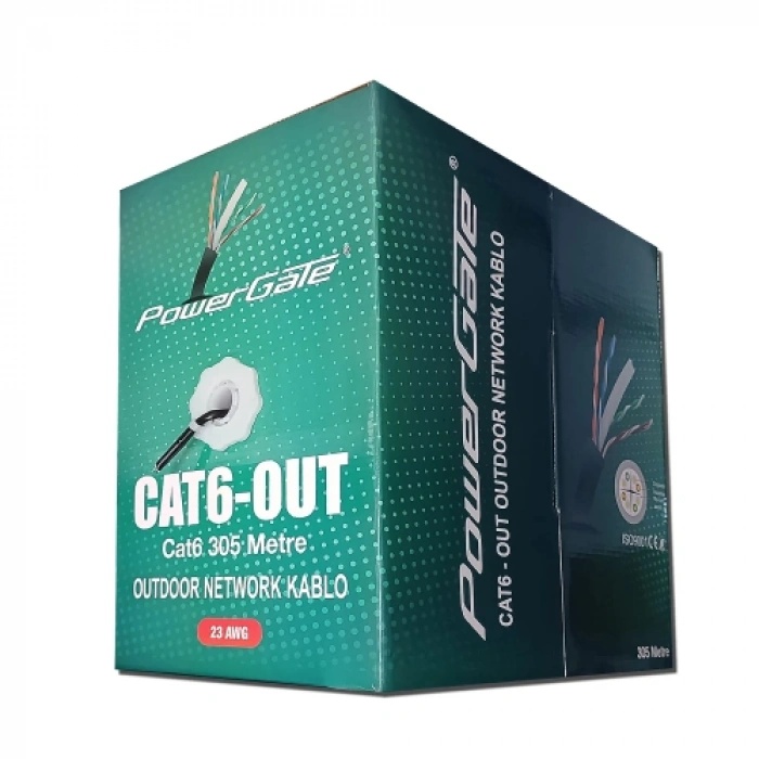 Powergate Cat6-out-cca, Outdoor (dış Mekan), Polietilen, 23awg 0.57mm, Utp, Cat6, Cca Kablo, 305m, Siyah