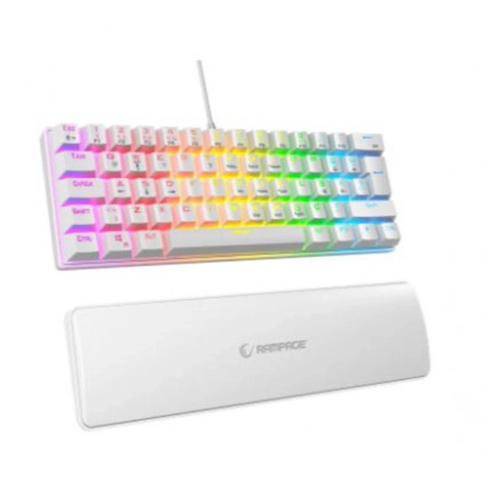 Rampage Ally K11 Beyaz Rainbow Q Gaming Oyuncu Klavye Bilek Destekli Blue Switch