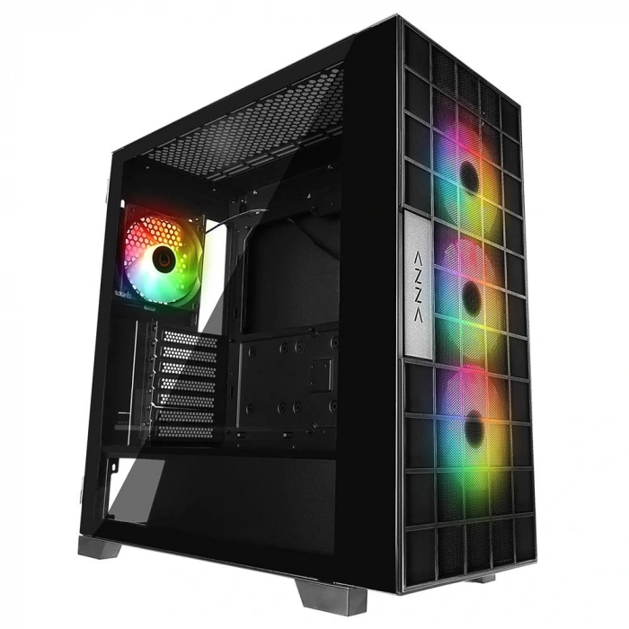 Rampage Azza V2 Temperli Camlı Siyah 4-12cm Argb Fan + Type-c Atx Mid-t Gaming Oyuncu Kasası