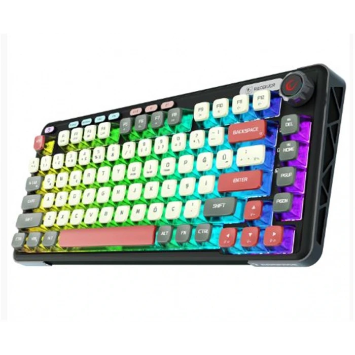 Rampage Eira Transparan Hot Swap 2.4g + Bt Wireless Rgb Gasket Oil Switch Türkçe Q  Mekanik Klavye