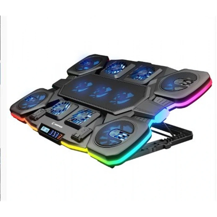 Rampage S50 Rgb Işıklı 11 Fanlı Lcd Göstergeli 1 Type C 1 Usb Girişli Notebook Soğutucu