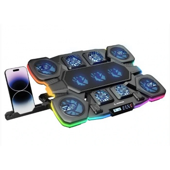 Rampage S50 Rgb Işıklı 11 Fanlı Lcd Göstergeli 1 Type C 1 Usb Girişli Notebook Soğutucu