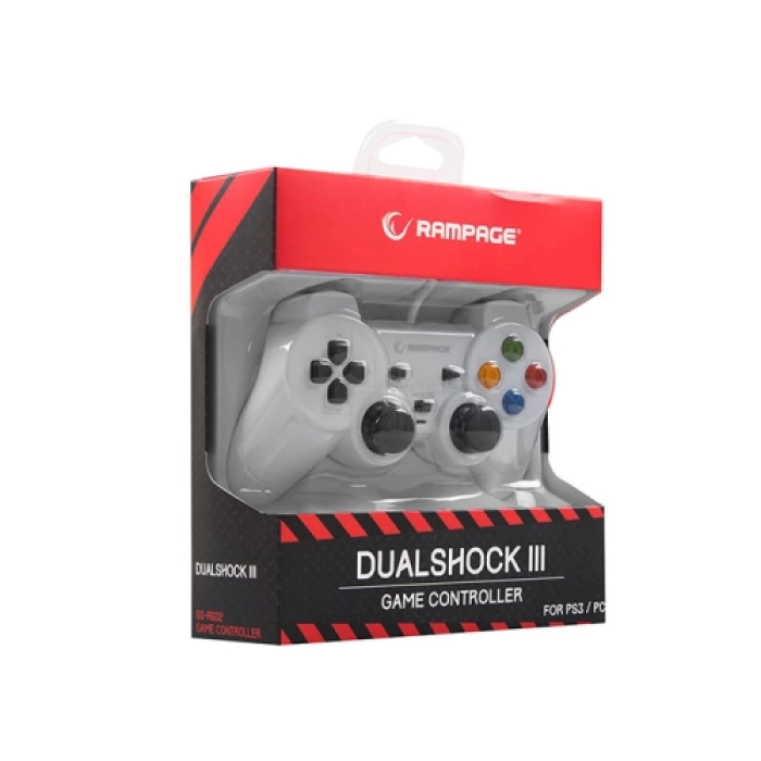 RAMPAGE SG-R602, Beyaz, PC/PS3, 1.8mt Kablolu, Çift Titreşimli, GAMEPAD