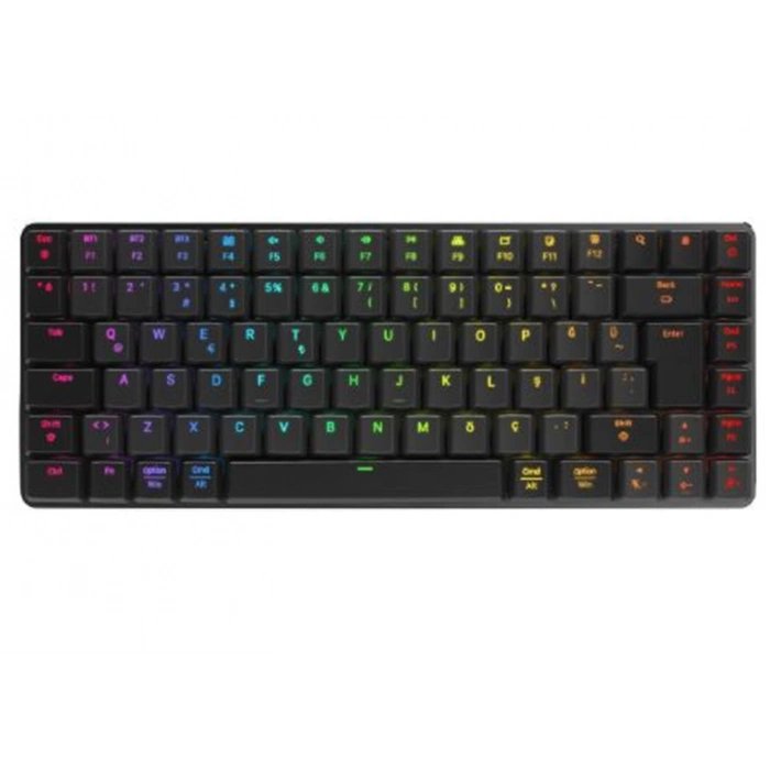 Rampage W-granıte Siyah-gri Low Profile Blue Swıtch Mekanik Gaming Oyuncu Klavye Q Rgb 2,4 Ghz+ Bt