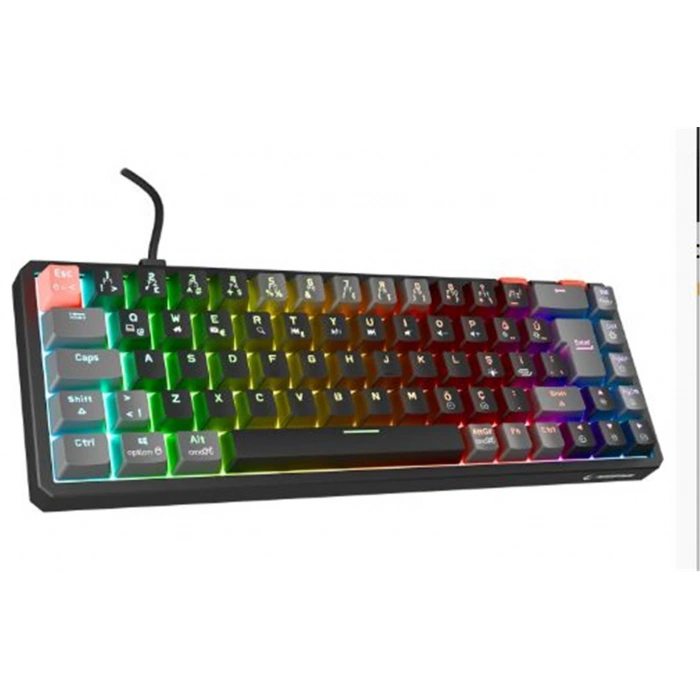 Rampage Yoru Mını Pro Siyah-gri  Bağlantı Outemu Red Swich Q Kablosuz Rgb Mekanik Oyuncu Klavyesi