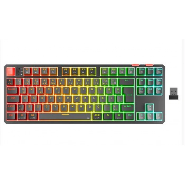 Rampage Yoru Tkl Pro Gri-siyah Outemu Red Swich Q Kablosuz Rgb Mekanik Oyuncu Klavyesi
