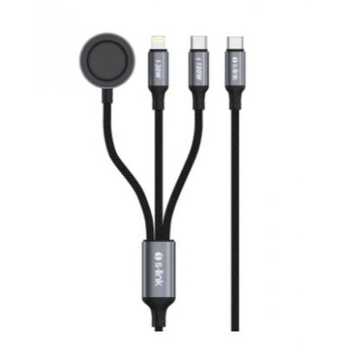 S-link Armor Clw-01 100w 1.2m Type-c To Type-c Lightning  Siyah Hızlı Şarj Kablosu