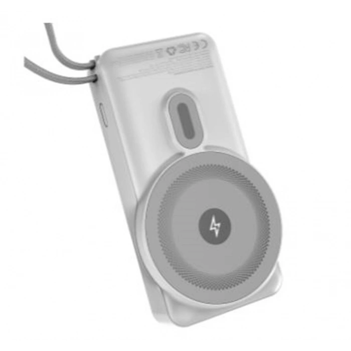 S-link G360 10000mah Pd35w+magsafe 15w Type-c Kablolu Beyaz Lcd Taşınabilir Powerbank