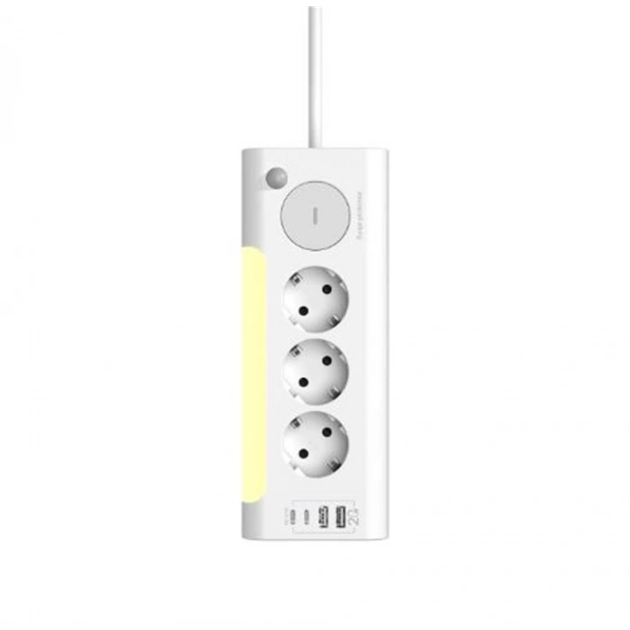 S-link Prz06 3 Soketli 2 Usb 2 Type-c Pd20 2m 306 Joule Tam Bakır Kablolu Beyaz Akım Korumalı Priz