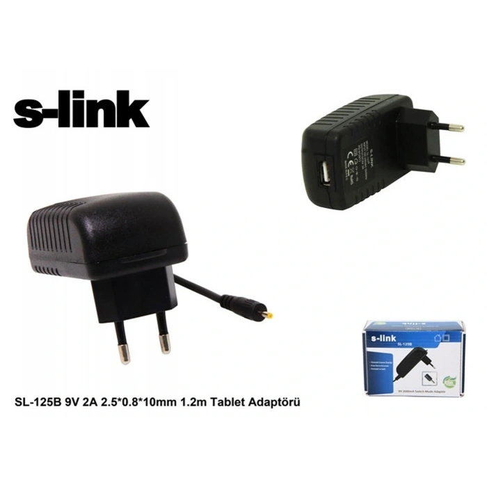 S-link Sl-125b 9v 2a 2.5-0.8-10mm 1.2 Tablet Adaptörü