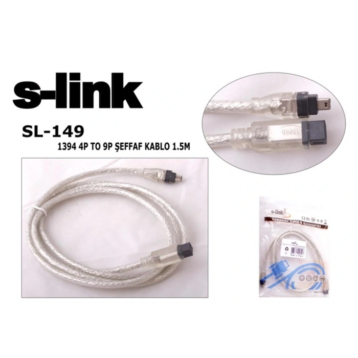 S-link Sl-149 Ieee1394 4pin To 9pin 1.5m Firewire Kablosu