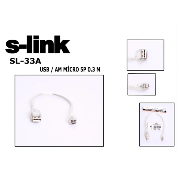 S-link Sl-33a 0.3m Usb Am-mıcro5p Kablosu