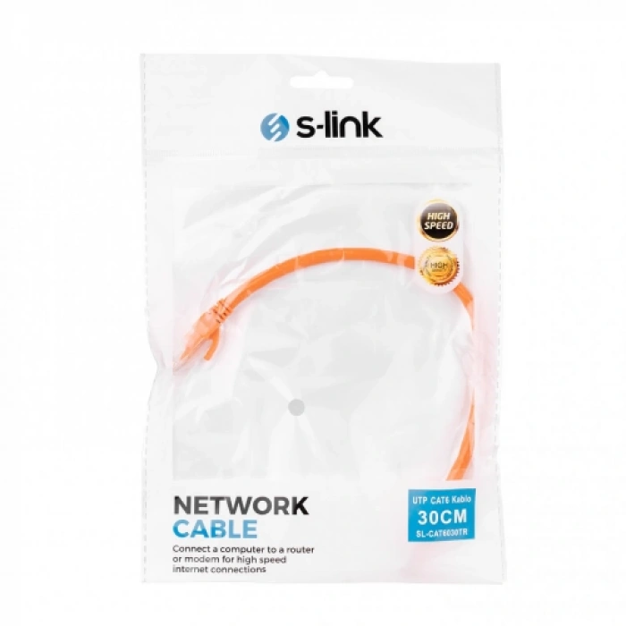 S-LINK SL-CAT6030TR CAT6 Patch 30CM Kablo(Turuncu)