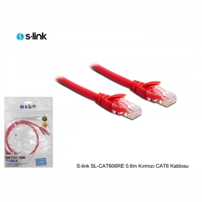 S-LINK SL-CAT606RE CAT6 Patch 60CM Kablo (Kırmızı)