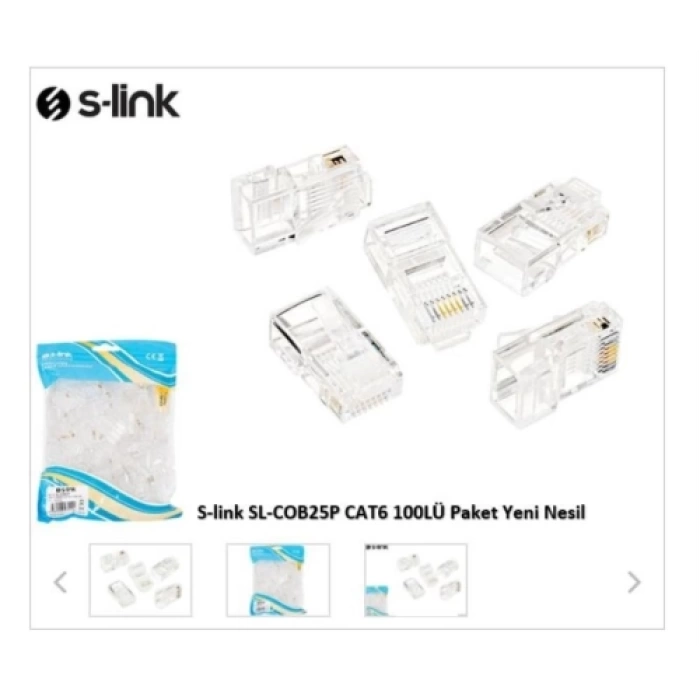 S-LINK SL-COB25P, RJ45, Yeni Nesil JAC, UTP, CAT6, (100lü PAKET)
